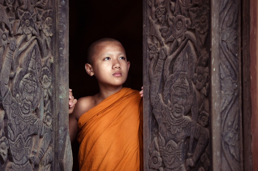 The boy or novice monk buddhist in religion buddhism at Thailand